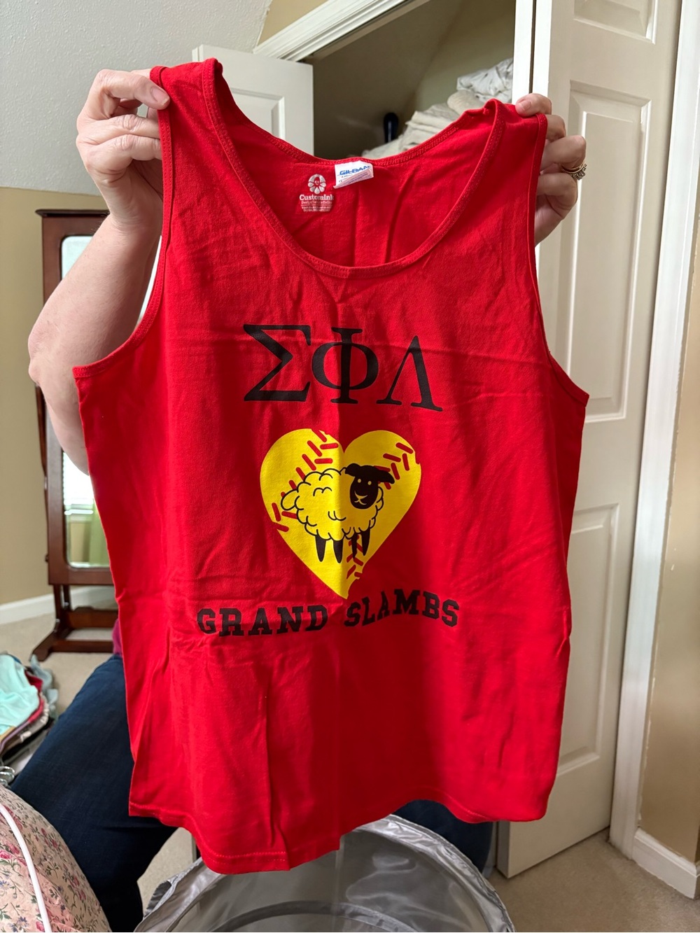 Sigma Phi Lambda Yellow Heart Softball Graphic - Grand Slambs